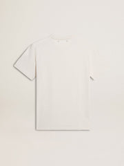 Golden Goose Women's worn-white cotton T-shirt with black lettering