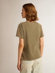 Golden Goose Women's olive green T-shirt with Golden lettering