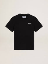 Golden Goose Black Star Collection T-shirt with contrasting white logo and star
