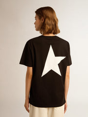 Golden Goose Black Star Collection T-shirt with contrasting white logo and star