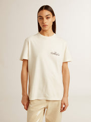 Golden Goose Women’s T-shirt in aged white with logo on the chest