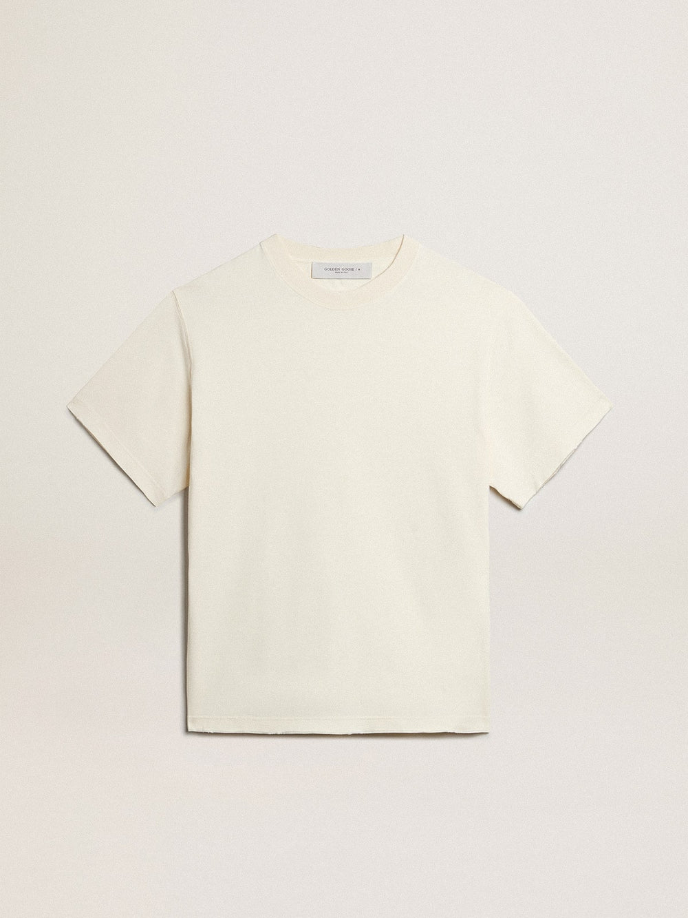 Golden Goose T-shirt in aged white with reverse logo on the back - Jersey Capsule