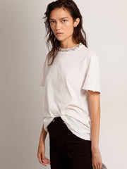 Golden Goose Women's white T-shirt with cabochon crystals