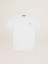 Golden Goose White Star Collection T-shirt with star in gold glitter on the front