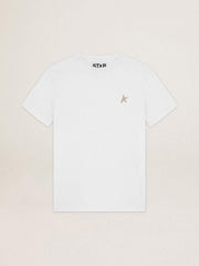 Golden Goose White Star Collection T-shirt with star in gold glitter on the front
