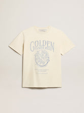 Golden Goose Women’s T-shirt in aged white cotton with seasonal print