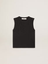 Golden Goose Sleeveless T-shirt in worn-black with tone-on-tone gradient embroidery