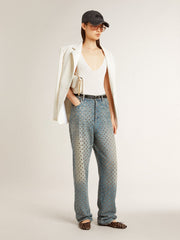Golden Goose Sleeveless top embroidered with worn-white ribbing