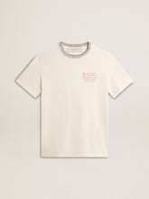 Golden Goose Women's aged white cotton T-shirt with hand embroidery