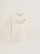 Golden Goose Worn-white unisex T-shirt with printed lettering