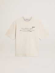 Golden Goose Worn-white unisex T-shirt with printed lettering