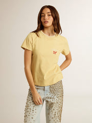 Golden Goose Women's T-shirt in cotton jersey with embroidery on the neck and heart