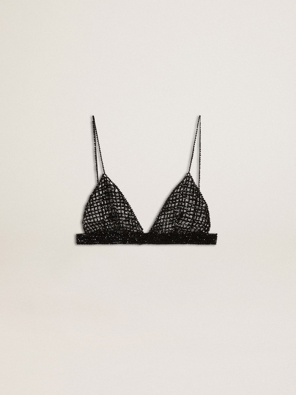 Golden Goose Women's black crochet top with crystals