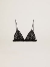 Golden Goose Women's black crochet top with crystals