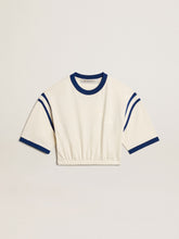 Golden Goose Aged white cotton cropped T-shirt with lettering on the back