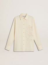 Golden Goose Women's cream-colored cotton shirt with floral embroidery