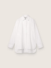 Golden Goose Women's oversized shirt in white cotton with pleated detail and jewel buttons