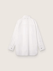 Golden Goose Women's oversized shirt in white cotton with pleated detail and jewel buttons