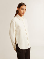 Golden Goose Women's viscose and cotton blend shirt with crystal-embellished collar