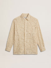 Golden Goose Oversized shirt in cream-colored see-through lace