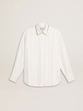 Golden Goose Women's shirt with a vertical striped pattern and crystal embroidery