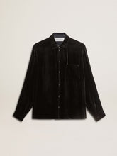Golden Goose Velvet-effect black shirt with embroidery
