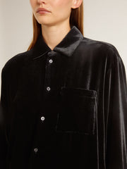 Golden Goose Velvet-effect black shirt with embroidery