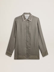 Golden Goose Women's green viscose-blend silk shirt with floral pattern