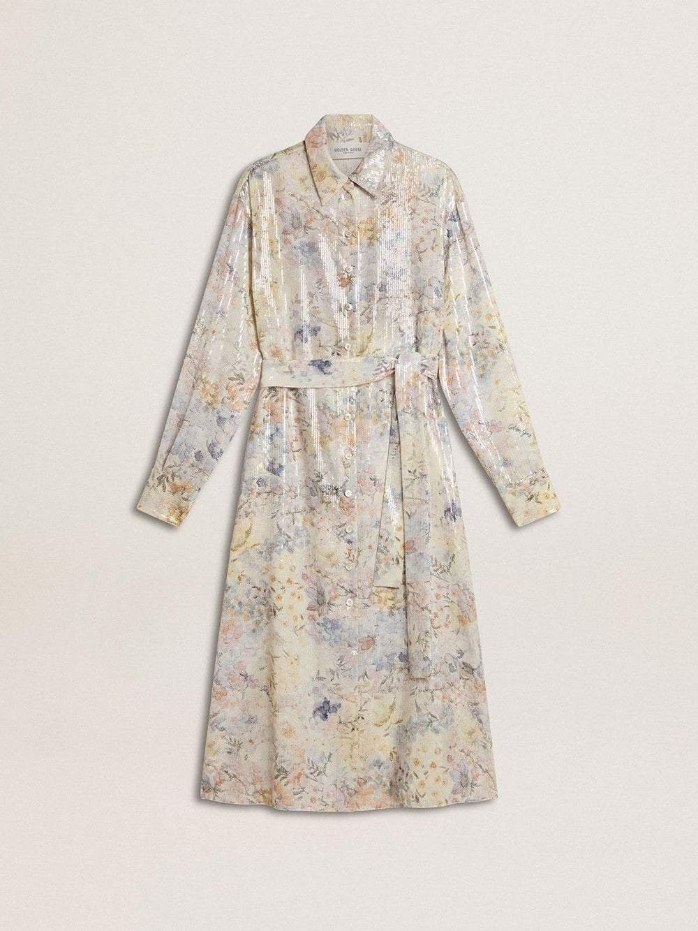 Golden Goose Women's shirt dress with multicolor sequined floral print