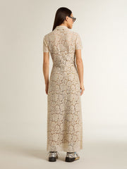 Golden Goose Women's midi dress in cream-colored see-through lace