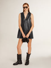 Golden Goose Women’s black nappa leather dress with studs