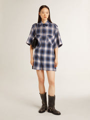 Golden Goose Women's short shirt dress with 3D checkerboard pattern and embroidery
