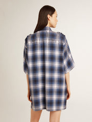 Golden Goose Women's short shirt dress with 3D checkerboard pattern and embroidery