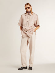 Golden Goose Women's oversized fit pink dyed denim shirt