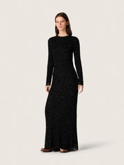 Golden Goose Women's long dress in black mesh with black sequins