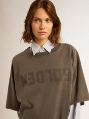 Golden Goose Women's gray T-shirt dress with distressed treatment