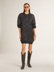Golden Goose Women's black crew neck dress with all-over silver sequins