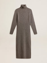 Golden Goose Gray melange ribbed woolen dress with high neck