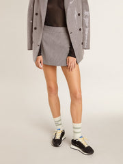 Golden Goose Women's gray mini shorts in houndstooth wool