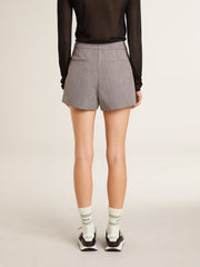 Golden Goose Women's gray mini shorts in houndstooth wool