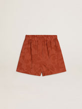 Golden Goose Women's shorts in brick-red jacquard with marine floral pattern