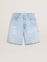 Golden Goose Women's Bermuda shorts in lived-in effect denim