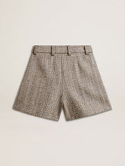 Golden Goose Women’s ecru brown shorts in herringbone wool