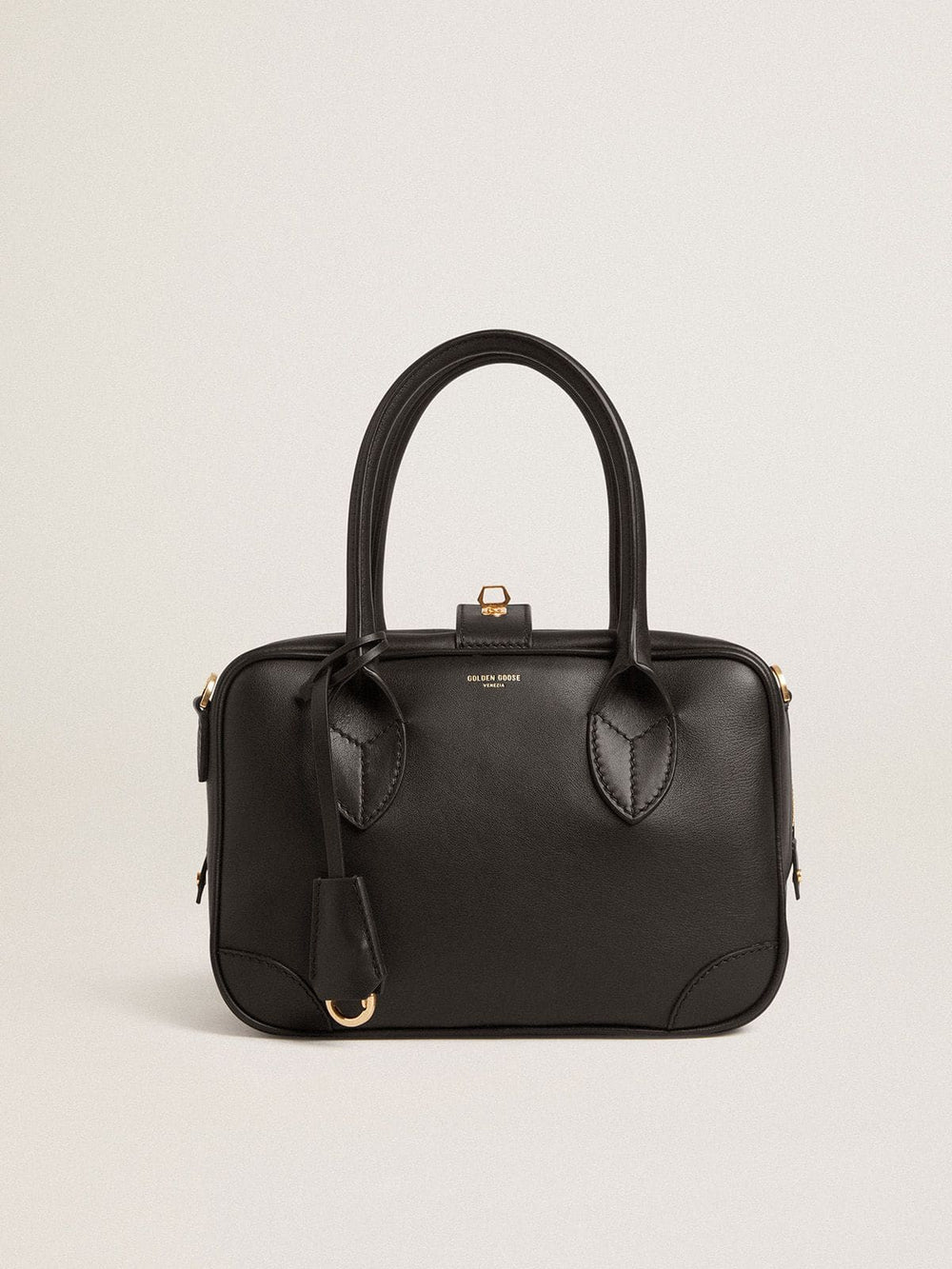 Golden Goose Vita Bag in smooth black leather with gold details