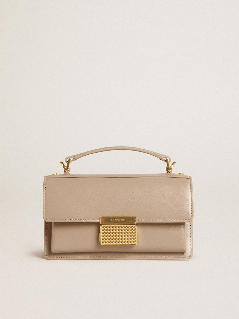 Golden Goose Small Venezia Bag in beige boarded leather with gold details