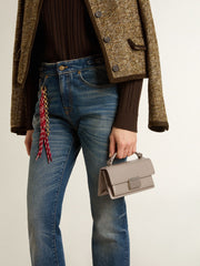 Golden Goose Small Venezia Bag in beige boarded leather with gold details