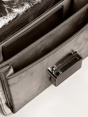 Golden Goose Small Venezia Bag in anthracite-gray metallic leather with black details