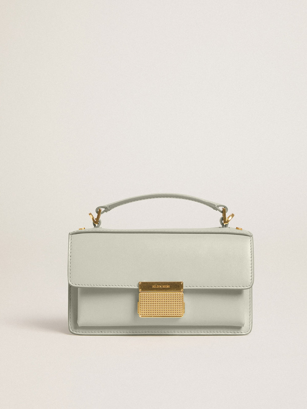 Golden Goose Small Venezia Bag in mineral-gray boarded leather with gold details