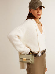 Golden Goose Small Venezia Bag in mineral-gray boarded leather with gold details