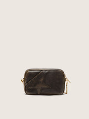 Golden Goose Mini Star Bag in distressed dark-brown leather with tone-on-tone star